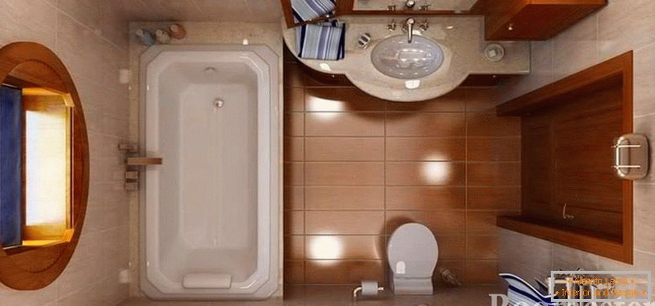 Kombinacija smeđih i bežnih pločica u kupaonici