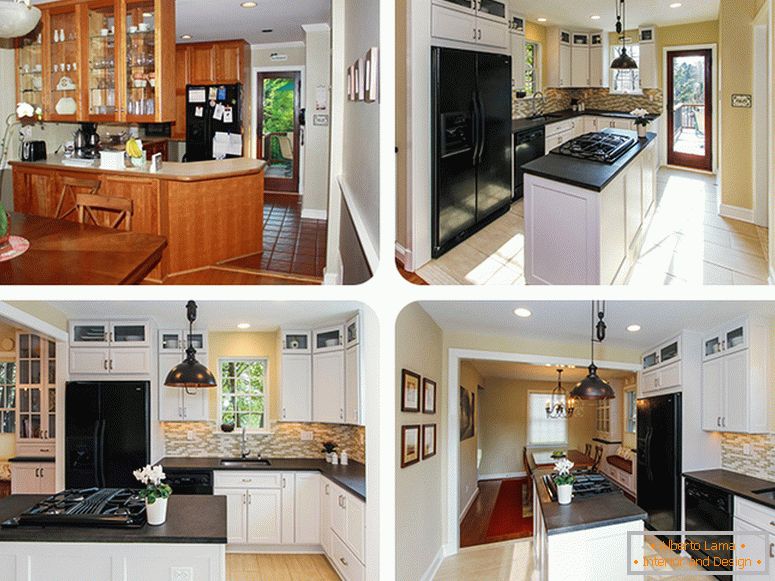 Unutrašnjost male kuhinje prije i poslije redevelopmenta
