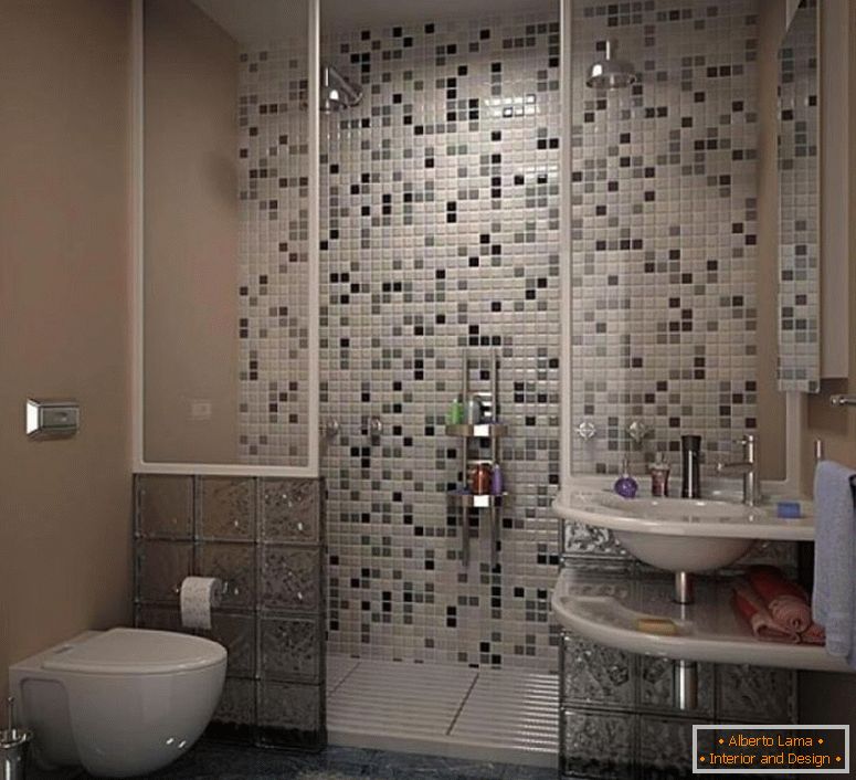 zapanjujući-moderne-mala-kupaonica-ideje-s-sivo-mozaik-pločica otvorenog tuša zidne dizajn ideje