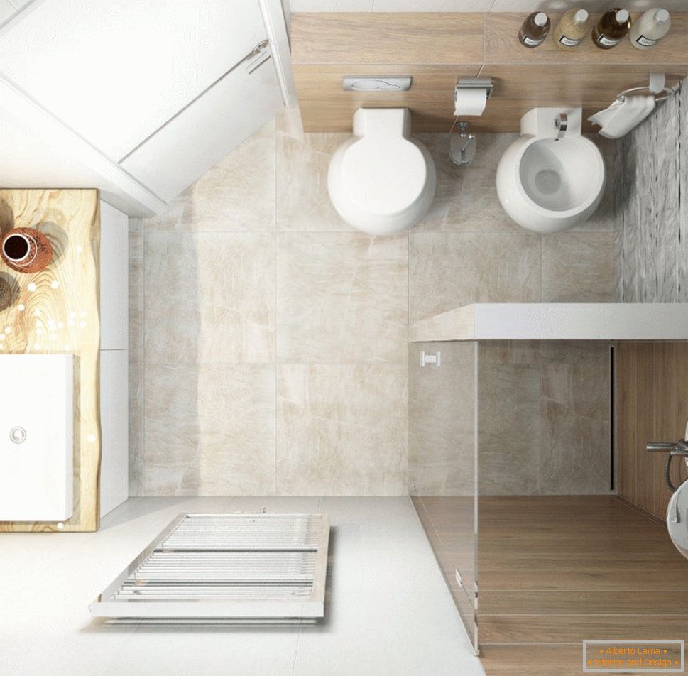 Raspored namještaja u kupaonici u stilu bijelog minimalizma
