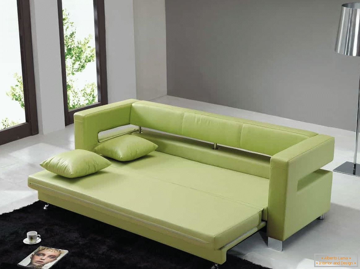 Retractable kauč u zelenoj eko-koži