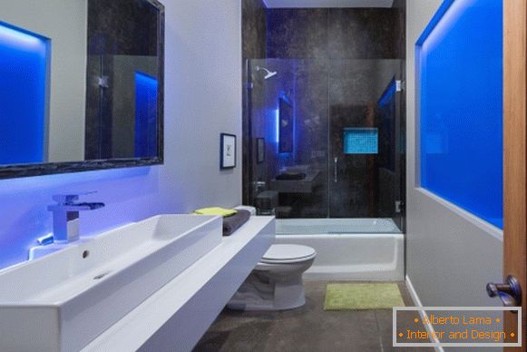 Dizajn u visokotehnološkom stilu - fotografija elegantne kupaonice