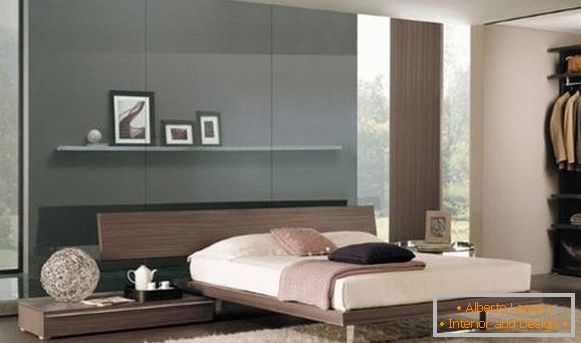 Moderna spavaća soba u high-tech stilu - shema boja