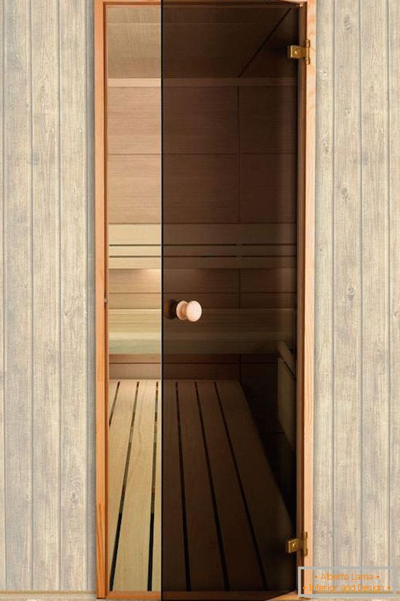 Staklena vrata za saunu i saunu s prekrasnim petljama