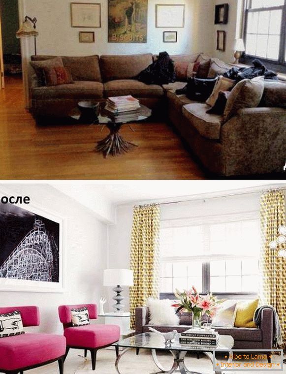 Kako urediti namještaj u dnevnoj sobi - fotografije prije i poslije preustroja