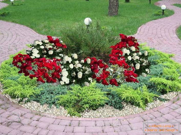 Okrugli cvjetni vrt bez ikakvog okvira može izgledati elegantno i privlačno.