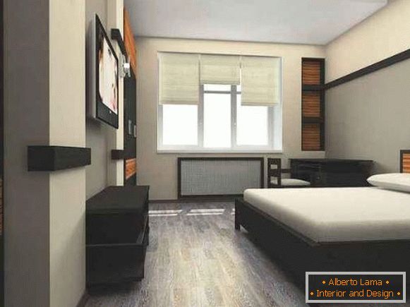 Dizajn spavaće sobe dvosobnog stana u minimalističkom stilu