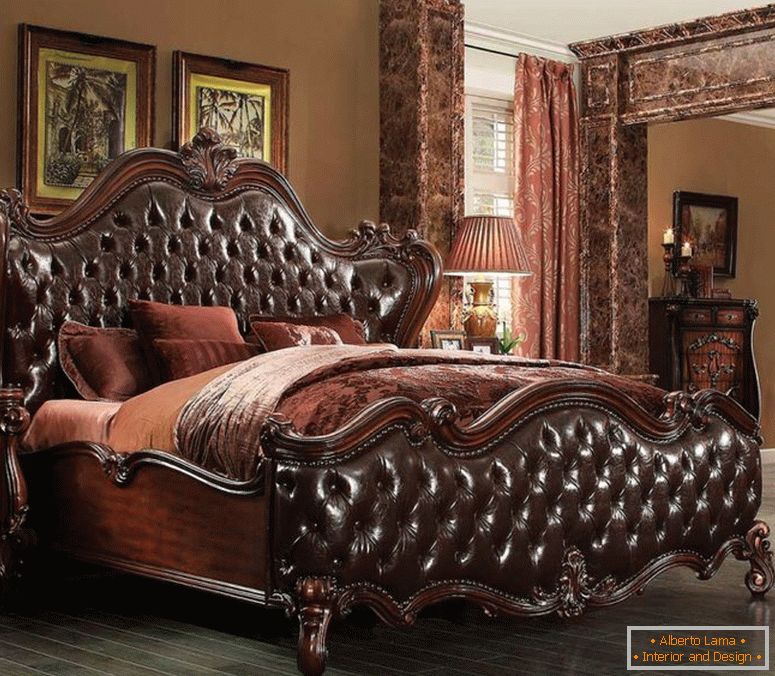 Tradicionalni-krevet-tamno-smeđe-pu-trešnja-hrast-sanjke-ac-Chateau-b1