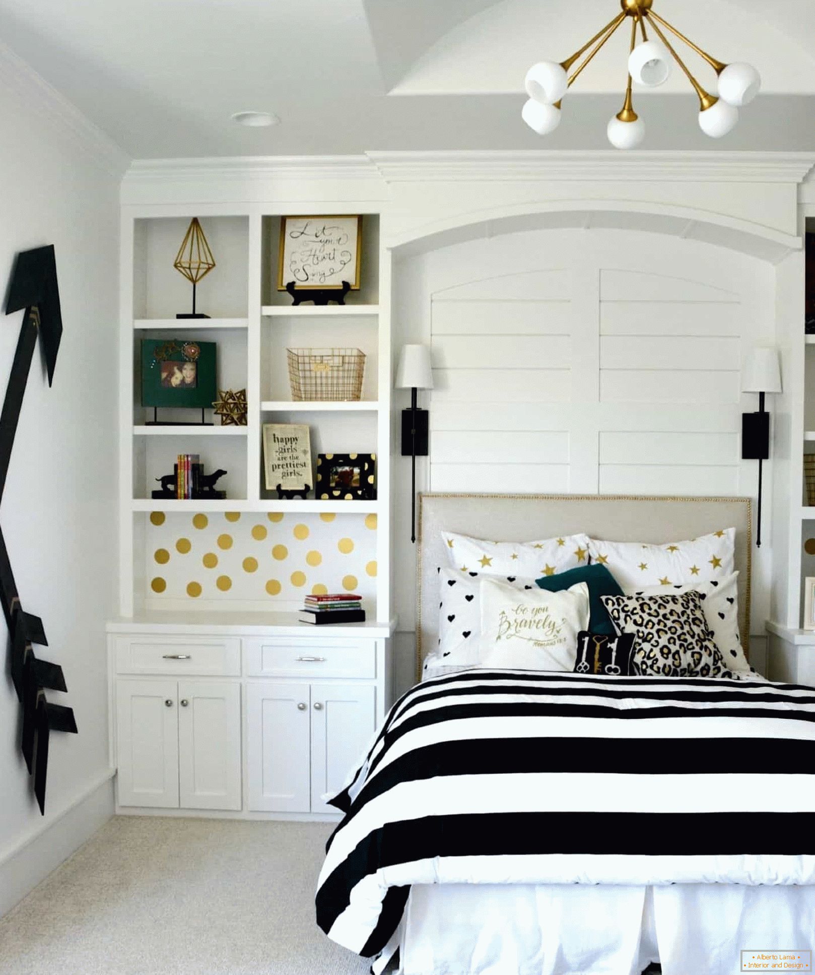 Crno-bijeli dizajn soba za tinejdžericu