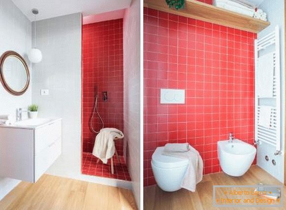 Kako lijepo napraviti kupaonicu - fotografija crvene pločice