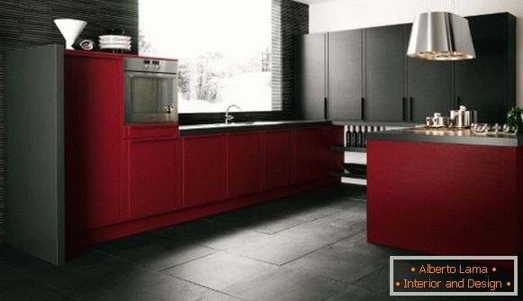 Crvena crna kuhinja Foto 29