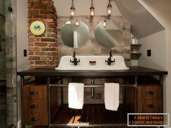 Svjetiljke Edison u unutrašnjosti - fotografije kupaonice
