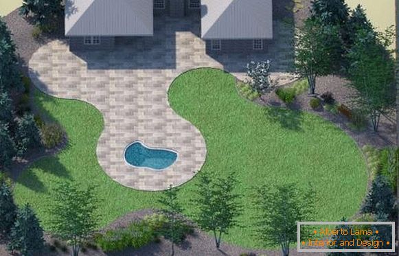 Planiranje zemljišta s bazenom i terasom