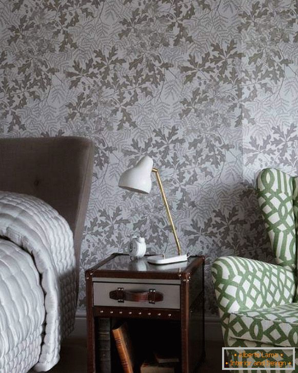 Moderna interijera spavaće sobe - pozadina u sivoj boji
