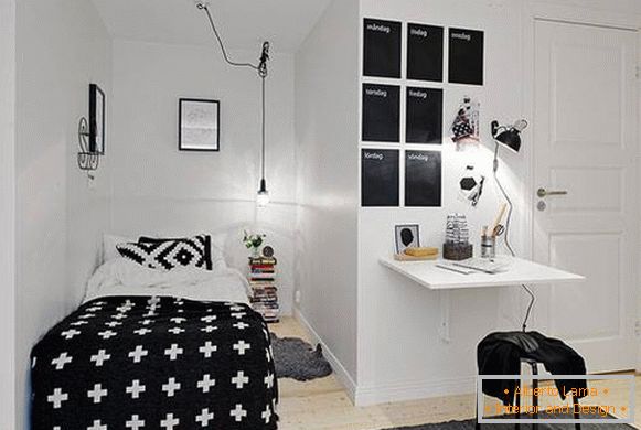Crna i bijela spavaća soba