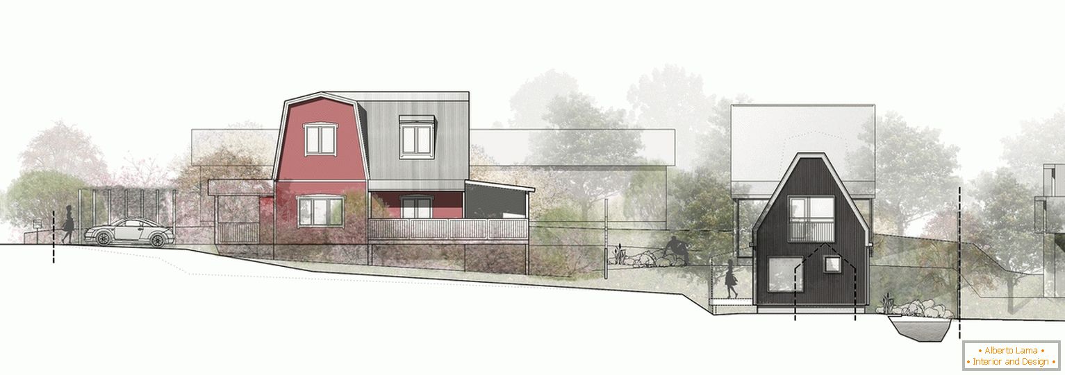 Fasade kuća u malom vikend naselju - projekt