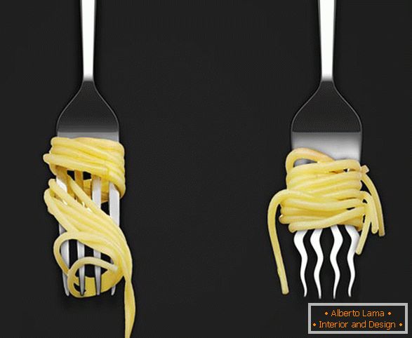 Vilica s zakrivljenim zubima za špagete