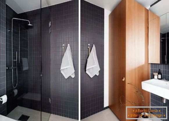 Studio mali stan - dizajn interijera kupaonice na fotografiji