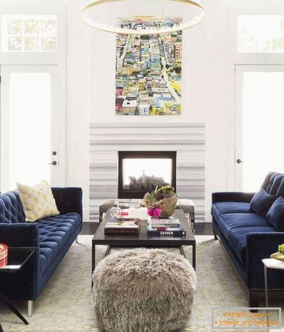 Luksuzni plavi baršunski sofe