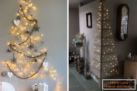 Novogodišnje svjetlo na zidovima - crtanje božićnog drvca iz vijenca