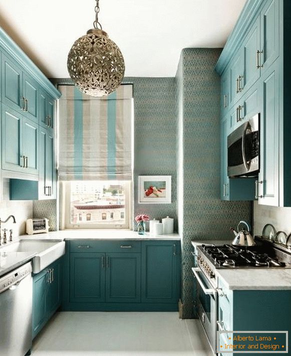 Dizajn kuhinje u plavoj boji
