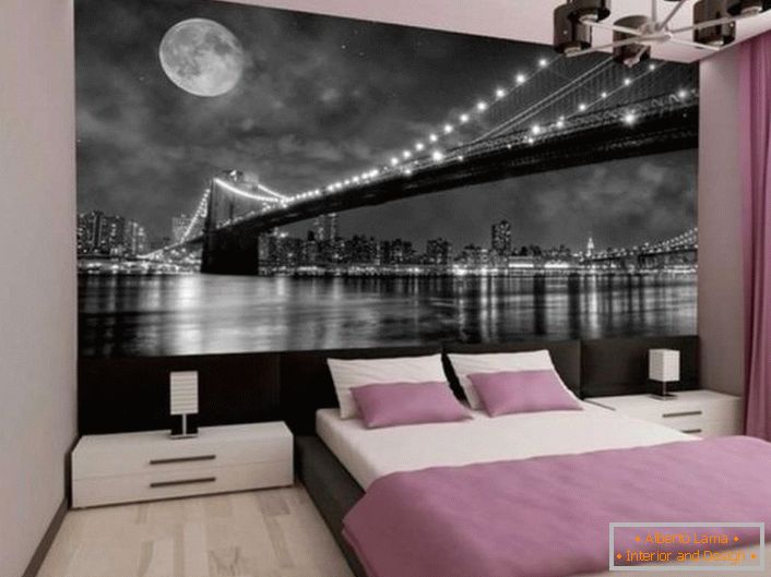 Omiljena tema dizajnera je noćna metropola i kabelski most u svjetlima.