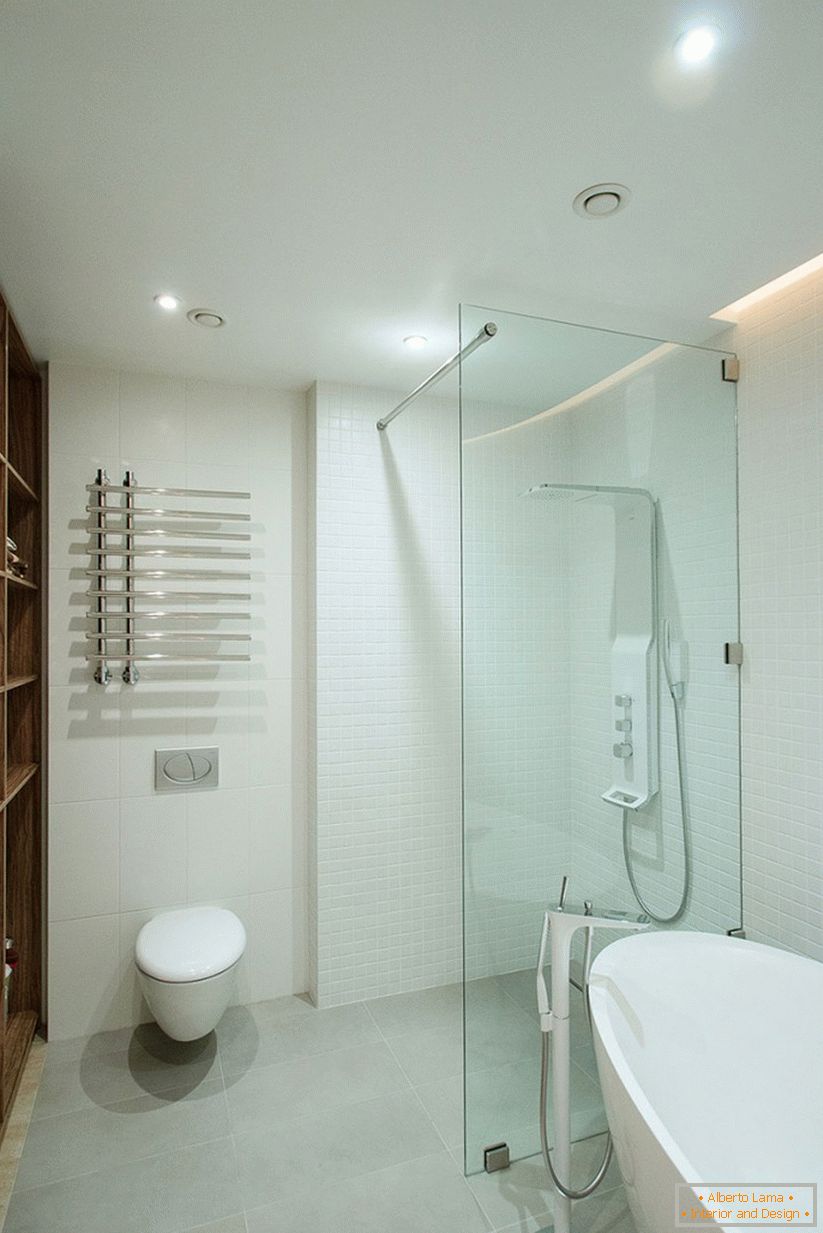 Interijer kupaonice u prostranom jednosobnom apartmanu