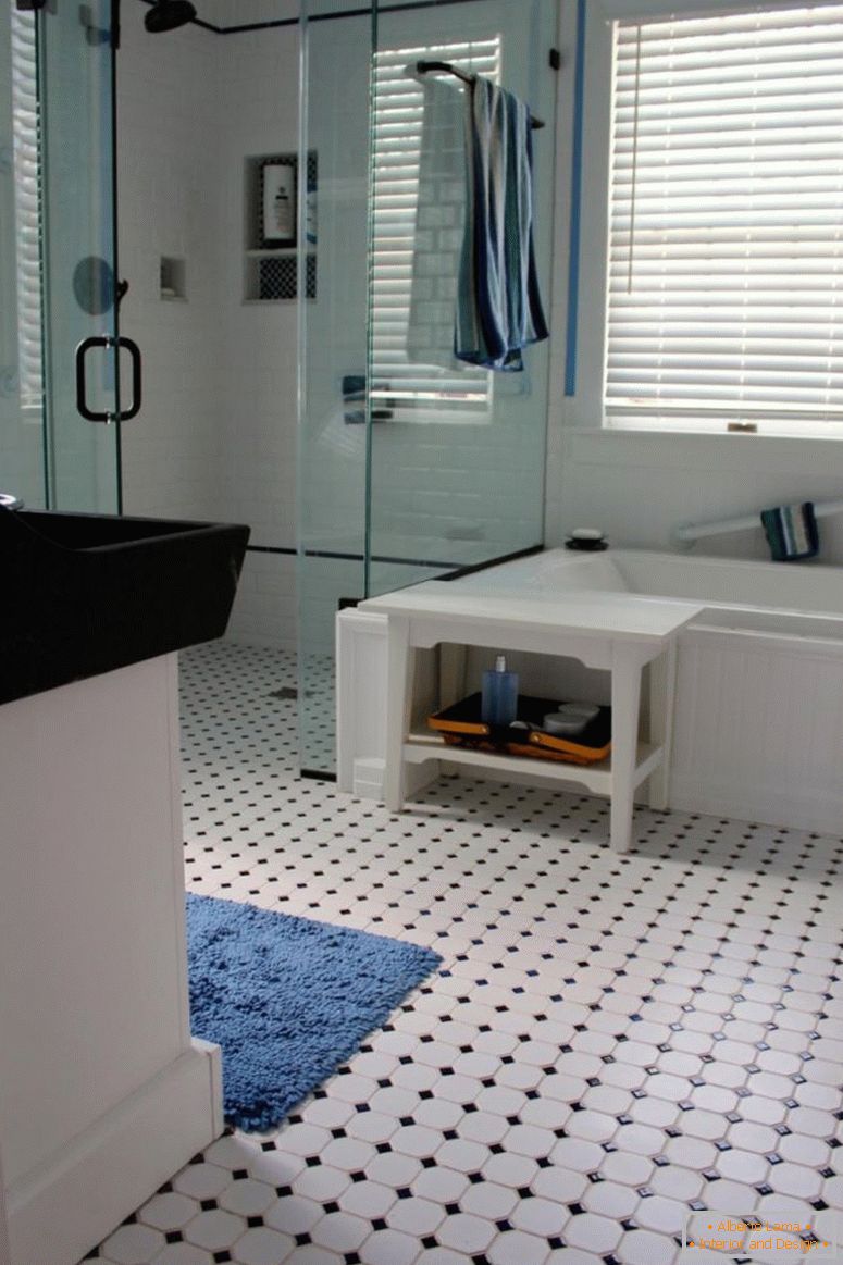 kupaonica-fantazija-bijelo-kupatilo-uređenje-design-ideje-s-crno-bijelo-crijep-kupatilo-kat-zajedno-sa-četvornih staklenim tuš-soba-i-bijele-pločica kupaonice-zidnih sladak-berba-kupatilo-pločica obrasci