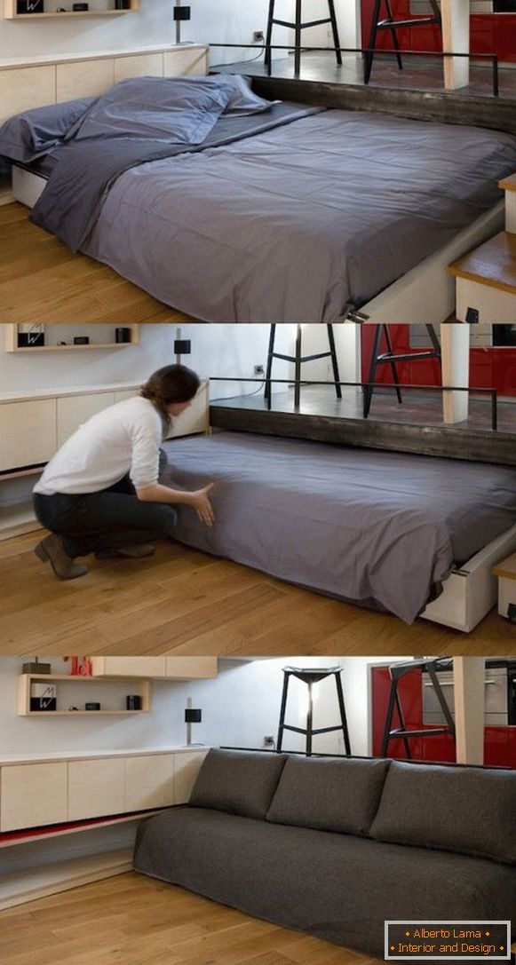 Skriveni krevet s mehanizmom za uvlačenje