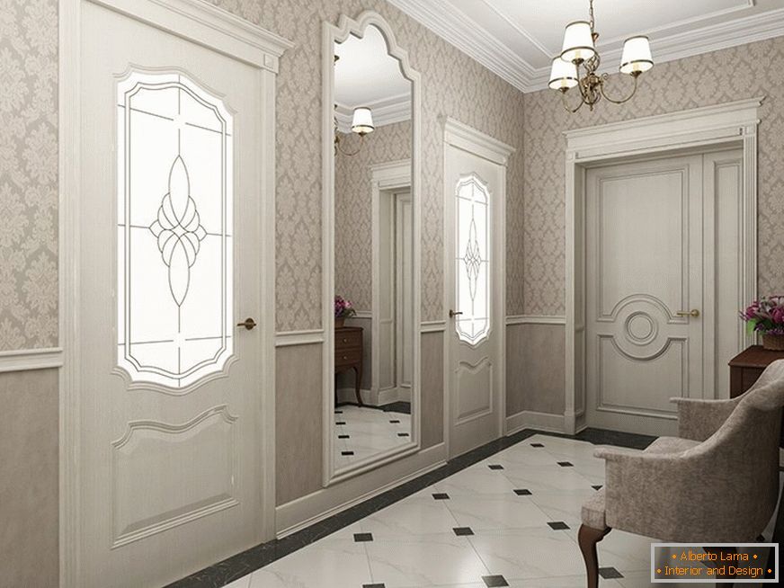 Svjetlo zidovi u hodniku u klasičnom stilu