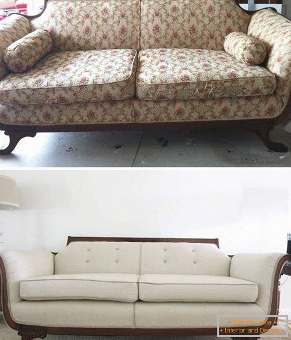 Obnova tapeciranog namještaja - kauč foto prije i poslije
