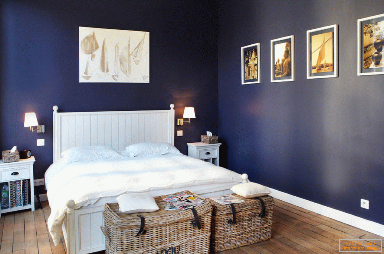 Plave zidove u spavaćoj sobi