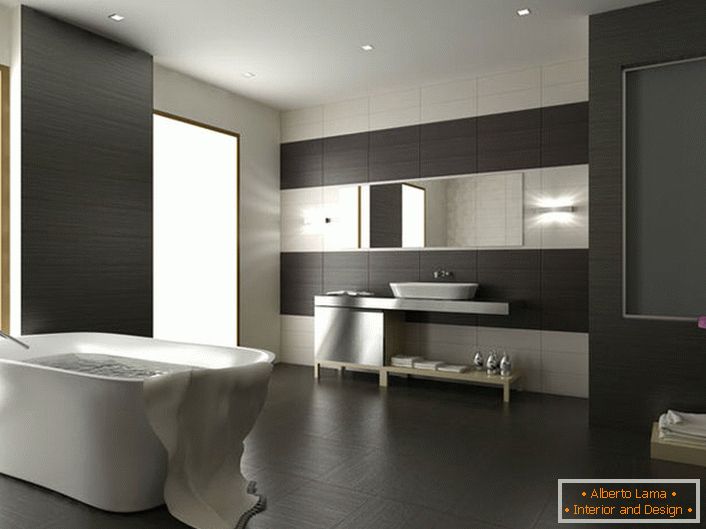 Interijer kupaonice u visokotehnološkom stilu