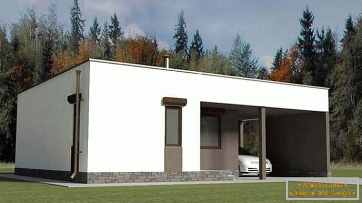 Jedna priča kuća u high-tech stilu s malim autocesta je izvrsna i jeftina opcija za prigradski nekretnine.
