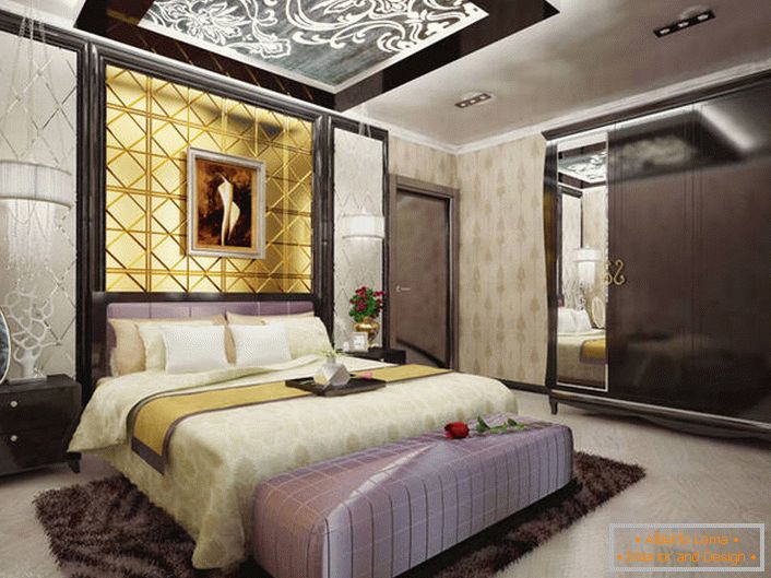 Luksuzna spavaća soba u stilu Art Deco u kući francuske obitelji. 