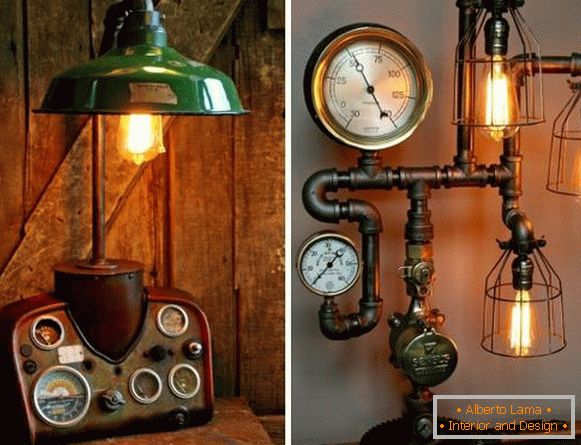Steampunk svjetiljka iz cijevi s vlastitim rukama - foto zanatima