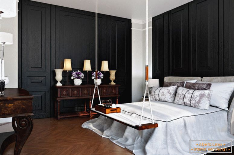 crno-zid-u-unutarnje-klasične spavaće sobe