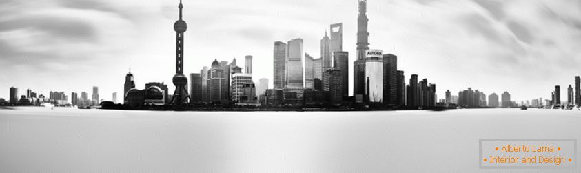 Crno-bijela panoramska fotografija Singapura