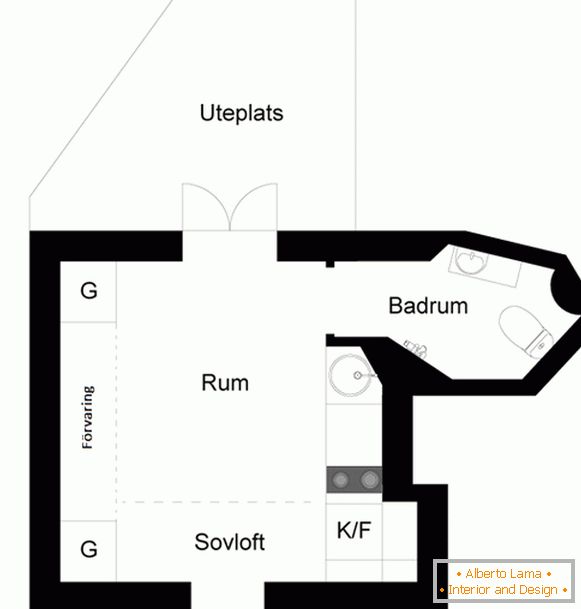 Izgled malog studio apartmana u Švedskoj