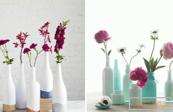 Vaze iz staklenih bočica s vlastitim rukama - kako slikati