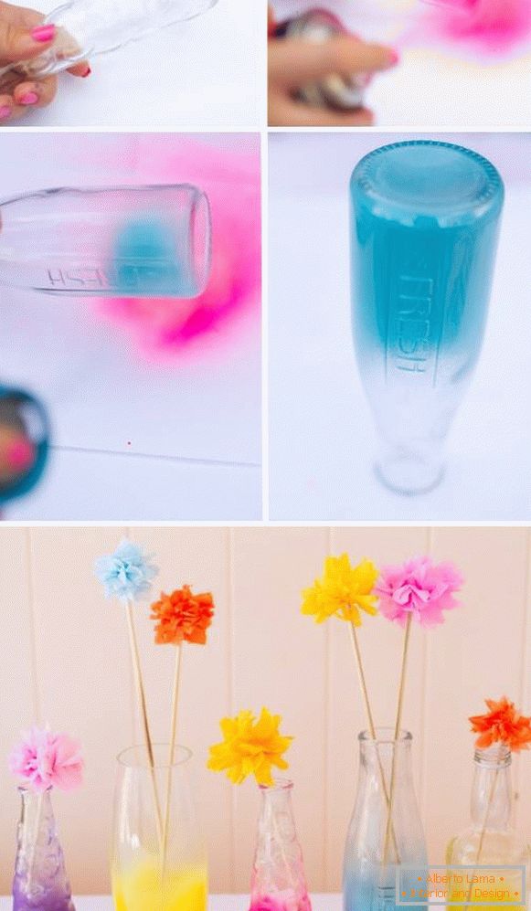 Kako napraviti vazu iz boce s aerosolnom bojom