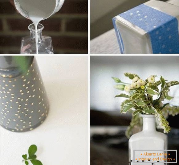 Kako ukrasiti vazu iz staklene boce s vlastitim rukama - fotografiju
