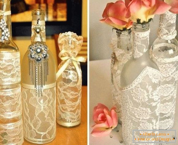 Kako napraviti lijepu vazu iz boce i čipke
