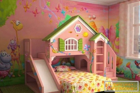 Ružičasta tapeta u sobi za malu djevojčicu