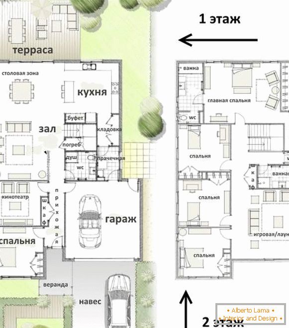 Kako napraviti drugi kat u privatnoj kući - projekt za 4 spavaće sobe i igralište